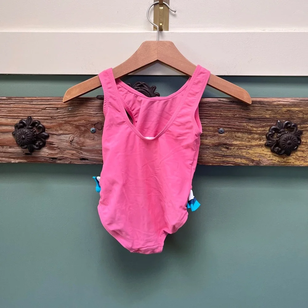 Polarn O. Pyret Kids‎ Pink Ostrich Ruffle One Piece Swimsuit 86/92 1-2 Years